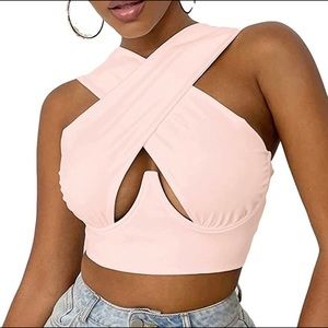 Sexy Criss Cross Cutout Crop Top - New